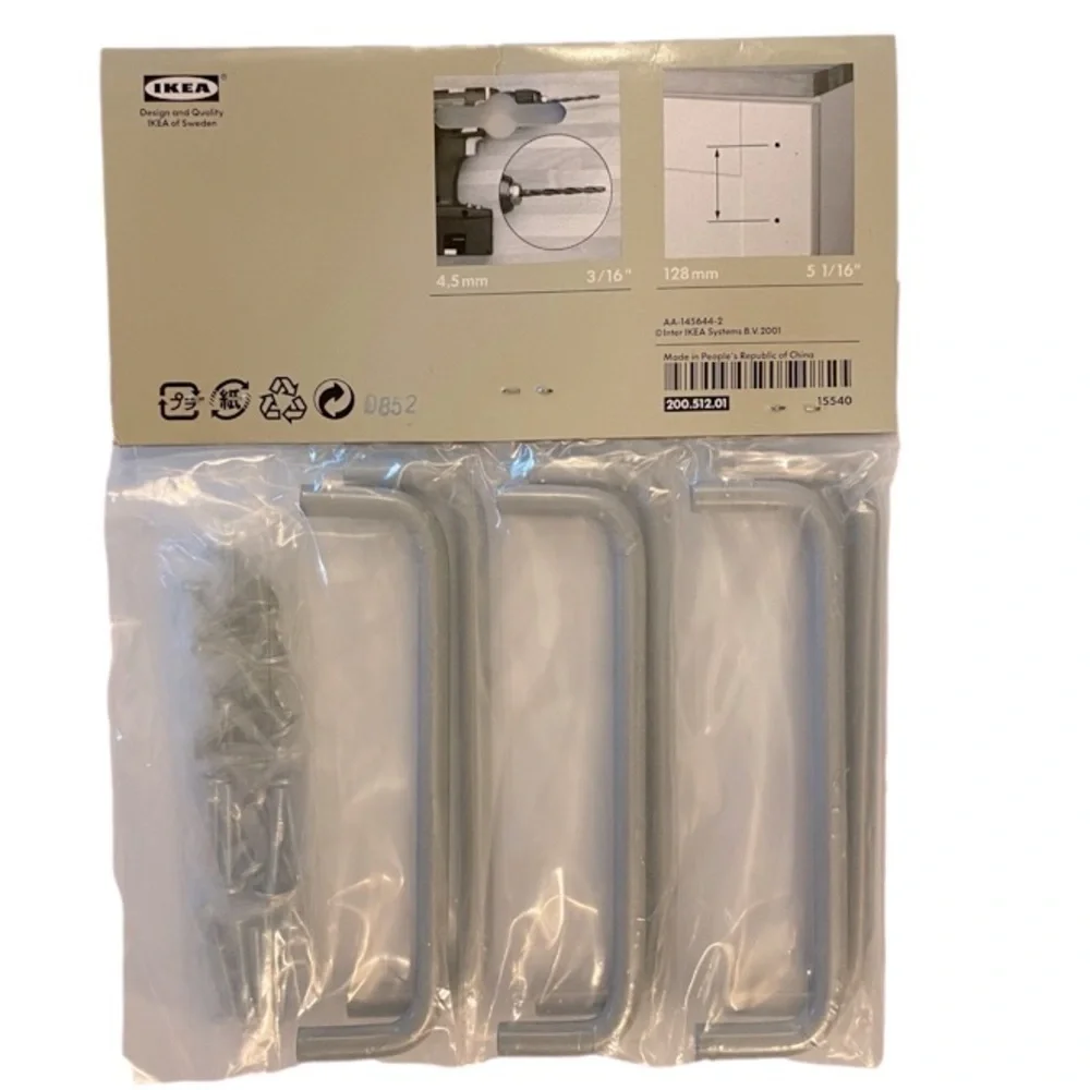 IKEA Kosing Door/Drawer Pull Handles, Matte Gary Metal, Pack of 6, (Sz 5 1/16